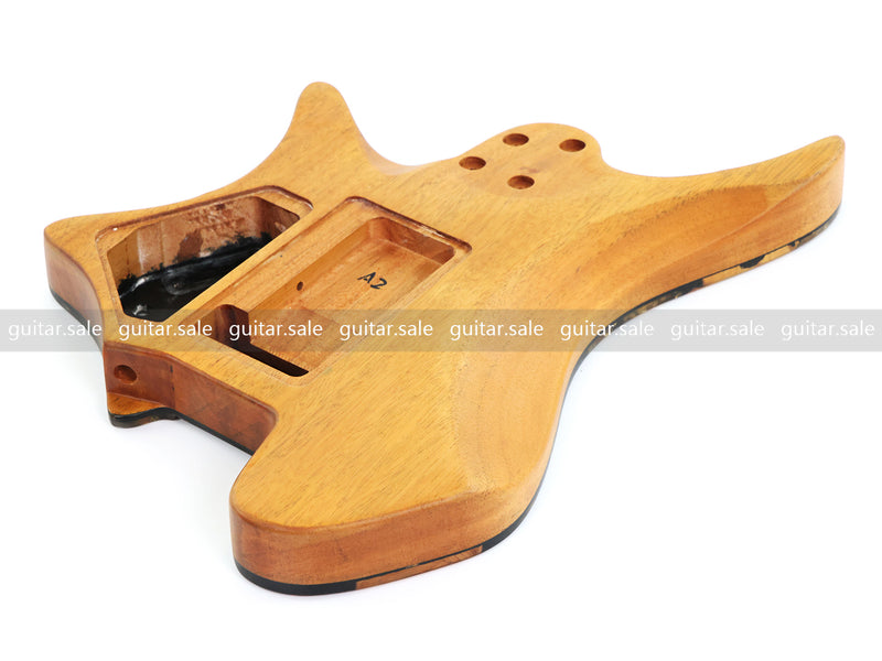 One-of-a-Kind Burl Wood Veneer Epoxy Resin Headless Electric Guitar Body (HBE-034)