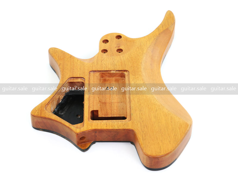 One-of-a-Kind Burl Wood Veneer Epoxy Resin Headless Electric Guitar Body (HBE-034)