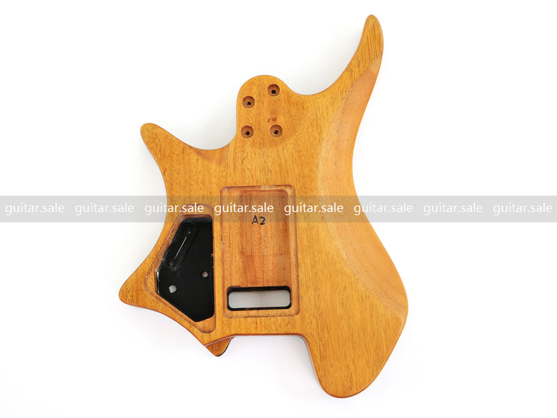 One-of-a-Kind Burl Wood Veneer Epoxy Resin Headless Electric Guitar Body (HBE-034)