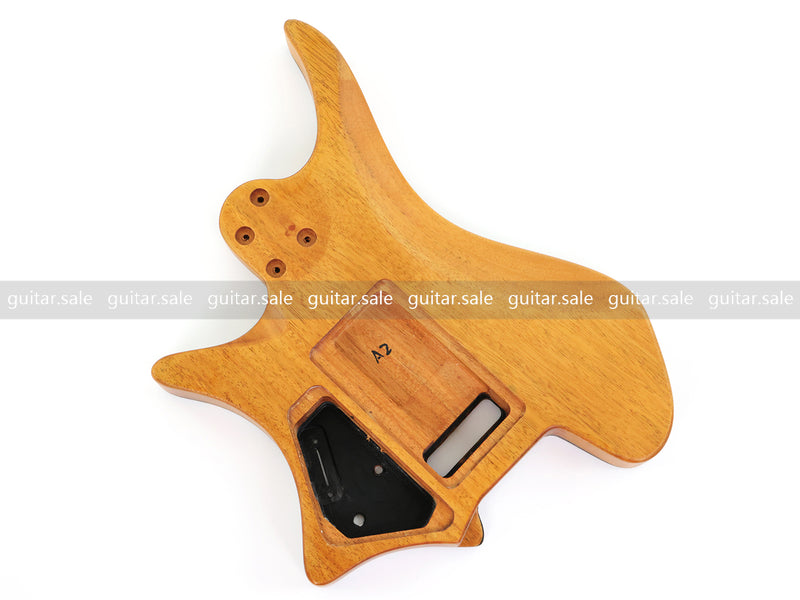 One-of-a-Kind Burl Wood Veneer Epoxy Resin Headless Electric Guitar Body (HBE-034)