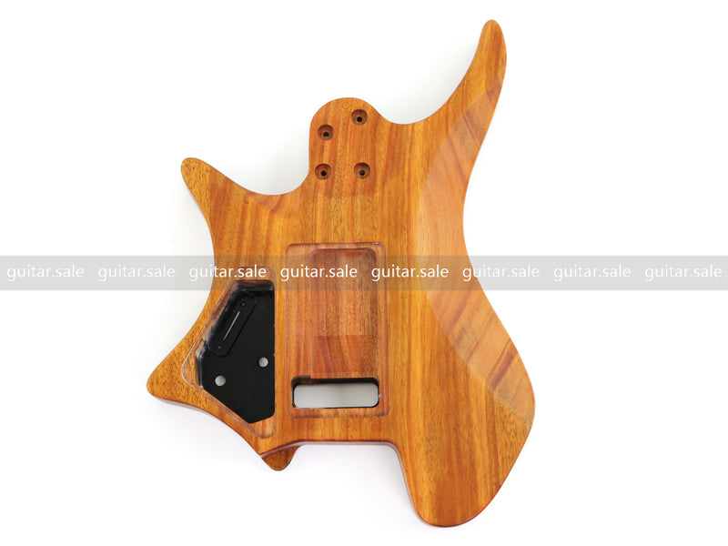 One-of-a-Kind Burl Wood Veneer Epoxy Resin Headless Electric Guitar Body (HBE-037)