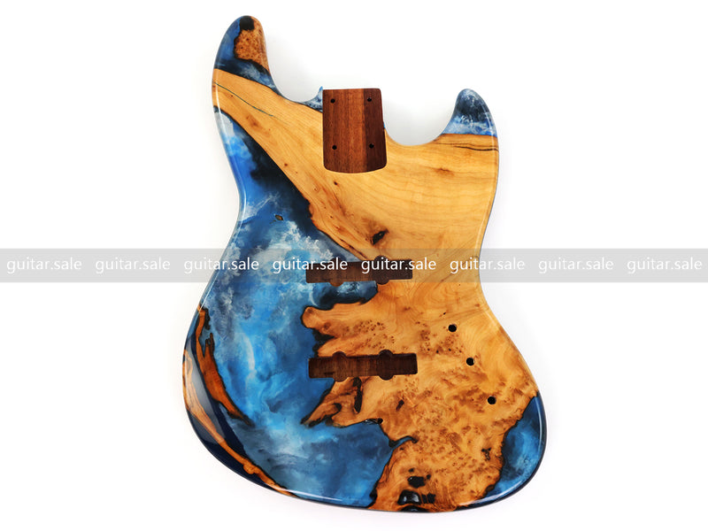 One-of-a-Kind Burl Wood Veneer Epoxy Resin Jazz Bass Style Electric Bass Guitar Body (JBE-001)
