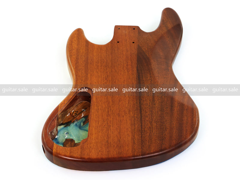 One-of-a-Kind Burl Wood Veneer Epoxy Resin Jazz Bass Style Electric Bass Guitar Body (JBE-003)