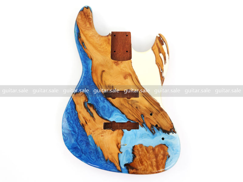 One-of-a-Kind Burl Wood Veneer Epoxy Resin Jazz Bass Style Electric Bass Guitar Body (JBE-003)