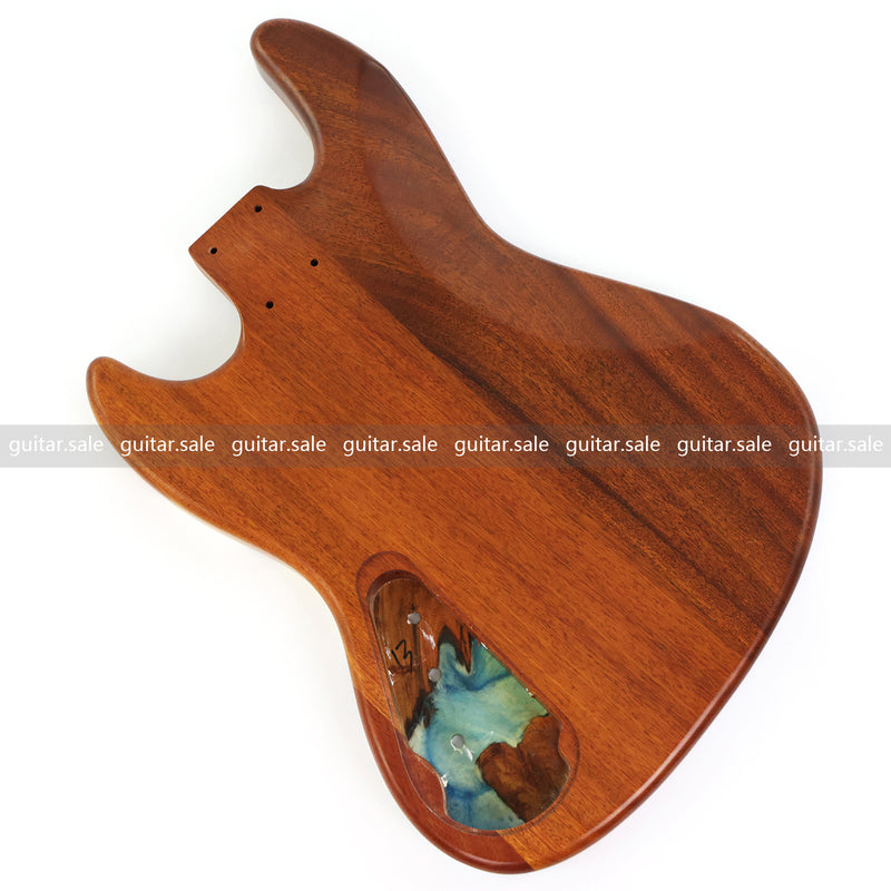 One-of-a-Kind Burl Wood Veneer Epoxy Resin Jazz Bass Style Electric Bass Guitar Body (JBE-003)