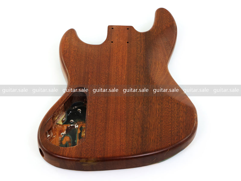 One-of-a-Kind Burl Wood Veneer Epoxy Resin Jazz Bass Style Electric Bass Guitar Body (JBE-004)