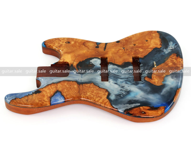 One-of-a-Kind Burl Wood Veneer Epoxy Resin Jazz Bass Style Electric Bass Guitar Body (JBE-005)