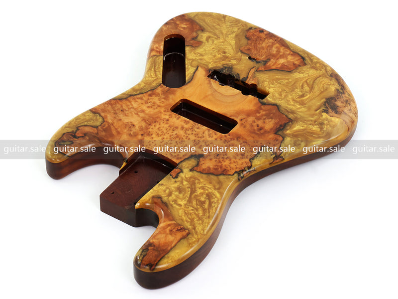 One-of-a-Kind Burl Wood Veneer Epoxy Resin Jazz Bass Style Electric Bass Guitar Body (JBE-006)