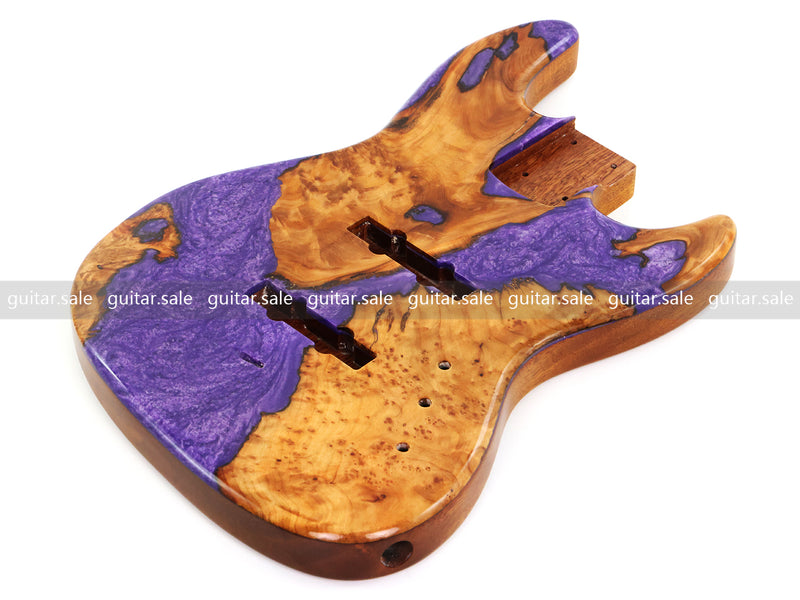 One-of-a-Kind Burl Wood Veneer Epoxy Resin Jazz Bass Style Electric Bass Guitar Body (JBE-007)