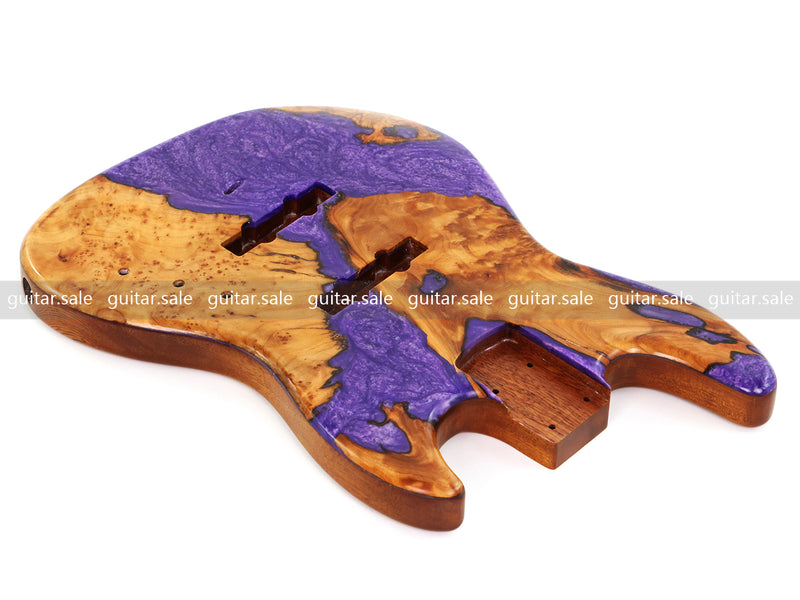 One-of-a-Kind Burl Wood Veneer Epoxy Resin Jazz Bass Style Electric Bass Guitar Body (JBE-007)