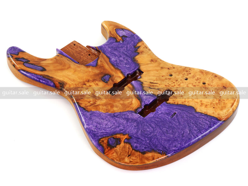 One-of-a-Kind Burl Wood Veneer Epoxy Resin Jazz Bass Style Electric Bass Guitar Body (JBE-007)