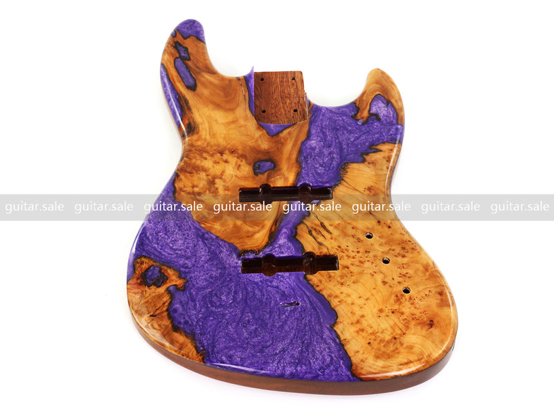 One-of-a-Kind Burl Wood Veneer Epoxy Resin Jazz Bass Style Electric Bass Guitar Body (JBE-007)