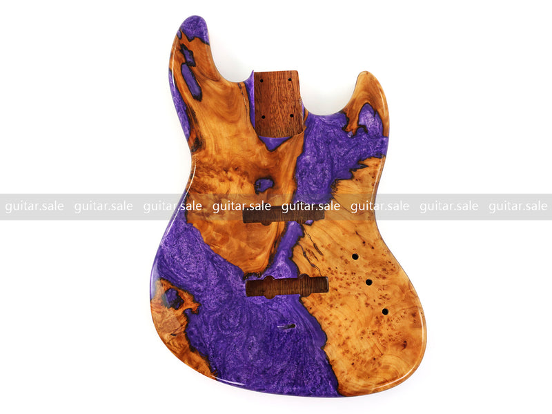 One-of-a-Kind Burl Wood Veneer Epoxy Resin Jazz Bass Style Electric Bass Guitar Body (JBE-007)