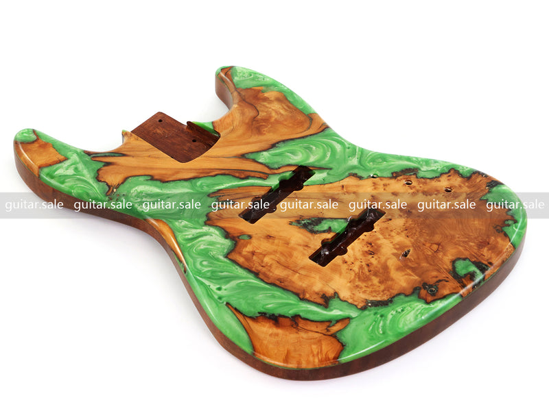One-of-a-Kind Burl Wood Veneer Epoxy Resin Jazz Bass Style Electric Bass Guitar Body (JBE-008)