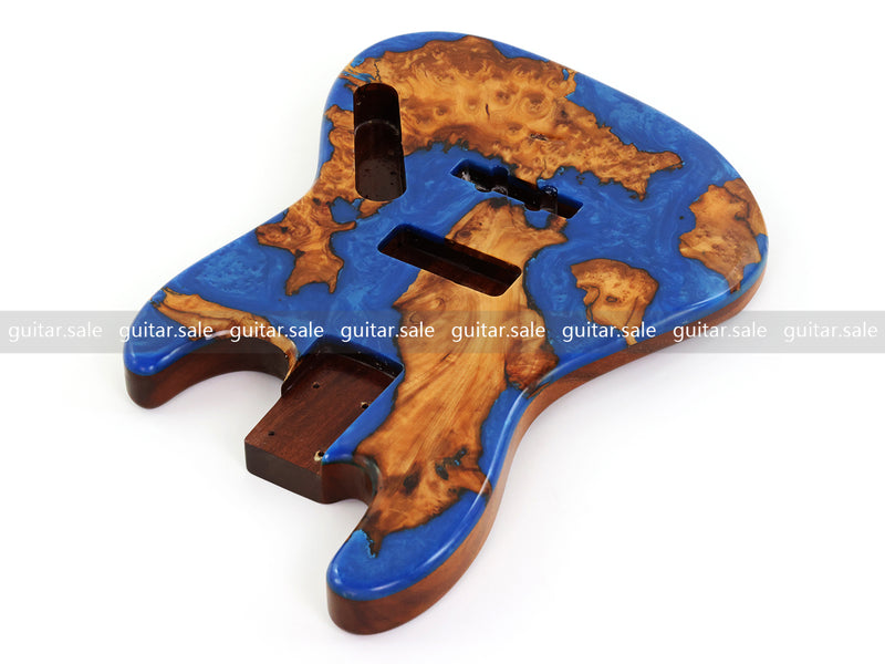 One-of-a-Kind Burl Wood Veneer Epoxy Resin Jazz Bass Style Electric Bass Guitar Body (JBE-009)