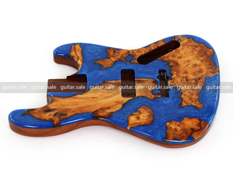 One-of-a-Kind Burl Wood Veneer Epoxy Resin Jazz Bass Style Electric Bass Guitar Body (JBE-009)
