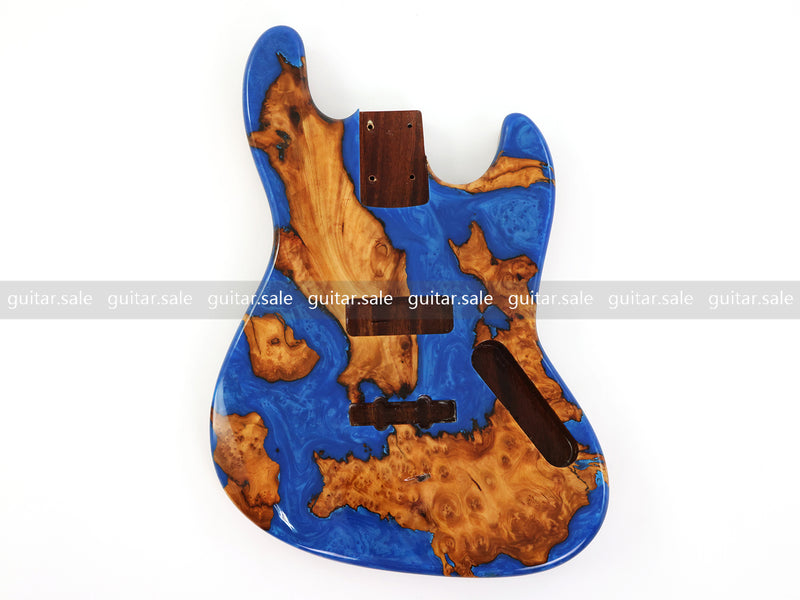 One-of-a-Kind Burl Wood Veneer Epoxy Resin Jazz Bass Style Electric Bass Guitar Body (JBE-009)