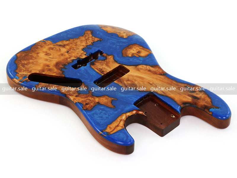 One-of-a-Kind Burl Wood Veneer Epoxy Resin Jazz Bass Style Electric Bass Guitar Body (JBE-009)