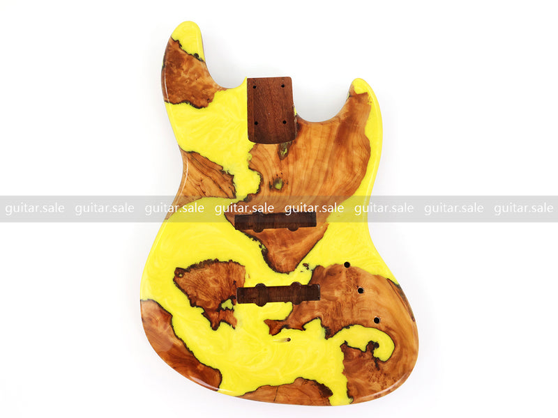 One-of-a-Kind Burl Wood Veneer Epoxy Resin Jazz Bass Style Electric Bass Guitar Body (JBE-013)