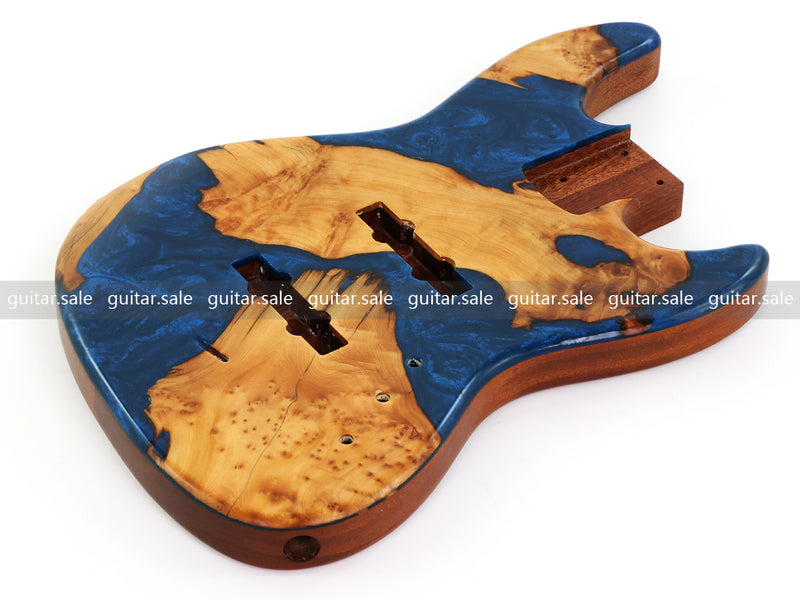 One-of-a-Kind Burl Wood Veneer Epoxy Resin Jazz Bass Style Electric Bass Guitar Body (JBE-014)