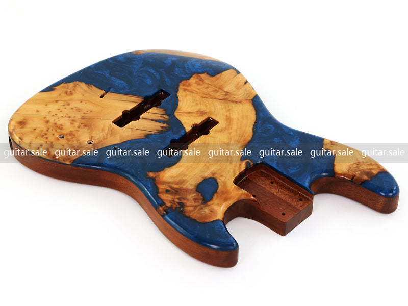 One-of-a-Kind Burl Wood Veneer Epoxy Resin Jazz Bass Style Electric Bass Guitar Body (JBE-014)