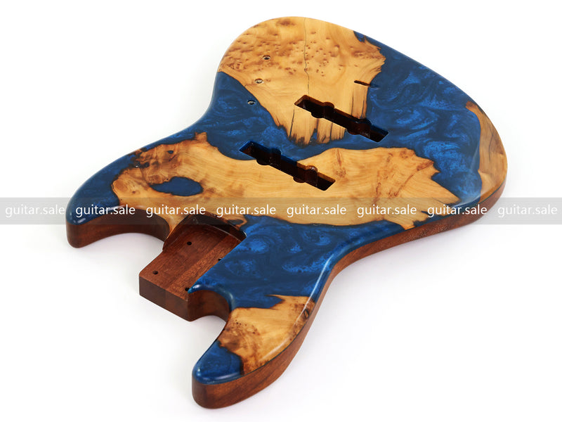 One-of-a-Kind Burl Wood Veneer Epoxy Resin Jazz Bass Style Electric Bass Guitar Body (JBE-014)