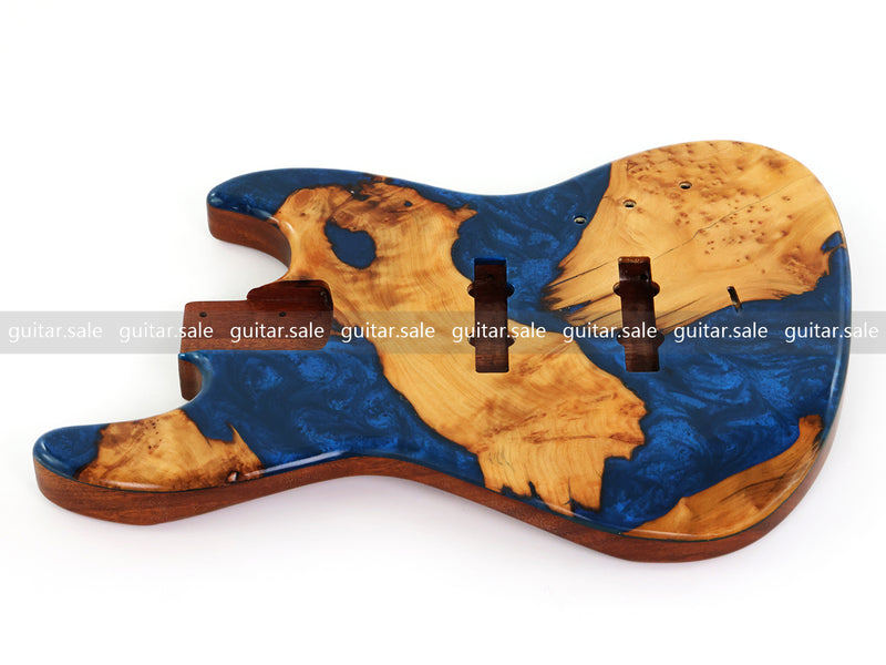 One-of-a-Kind Burl Wood Veneer Epoxy Resin Jazz Bass Style Electric Bass Guitar Body (JBE-014)