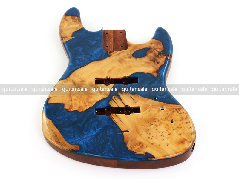 One-of-a-Kind Burl Wood Veneer Epoxy Resin Jazz Bass Style Electric Bass Guitar Body (JBE-014)