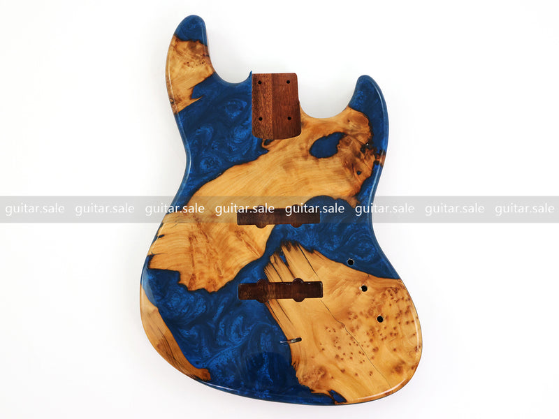 One-of-a-Kind Burl Wood Veneer Epoxy Resin Jazz Bass Style Electric Bass Guitar Body (JBE-014)