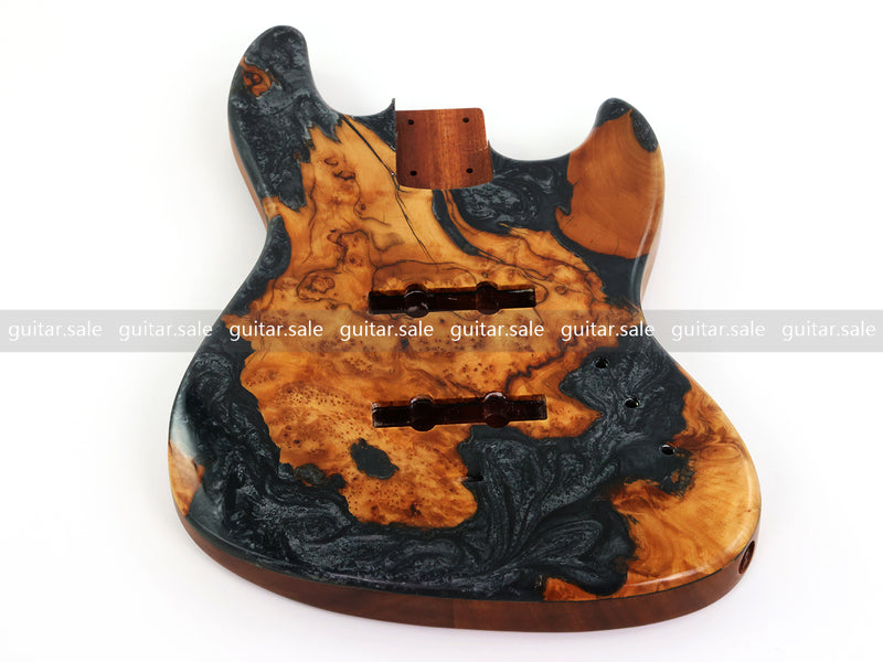 One-of-a-Kind Burl Wood Veneer Epoxy Resin Jazz Bass Style Electric Bass Guitar Body (JBE-015)