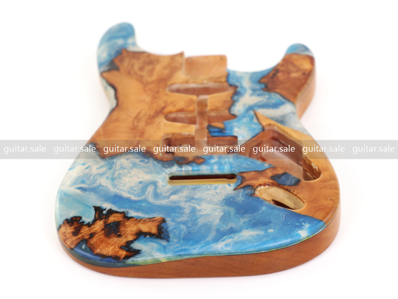 One-of-a-Kind Burl Wood Veneer Epoxy Resin ST Style Electric Guitar Body (SBE-002)