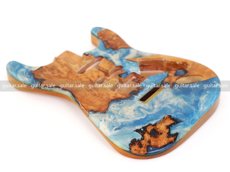 One-of-a-Kind Burl Wood Veneer Epoxy Resin ST Style Electric Guitar Body (SBE-002)