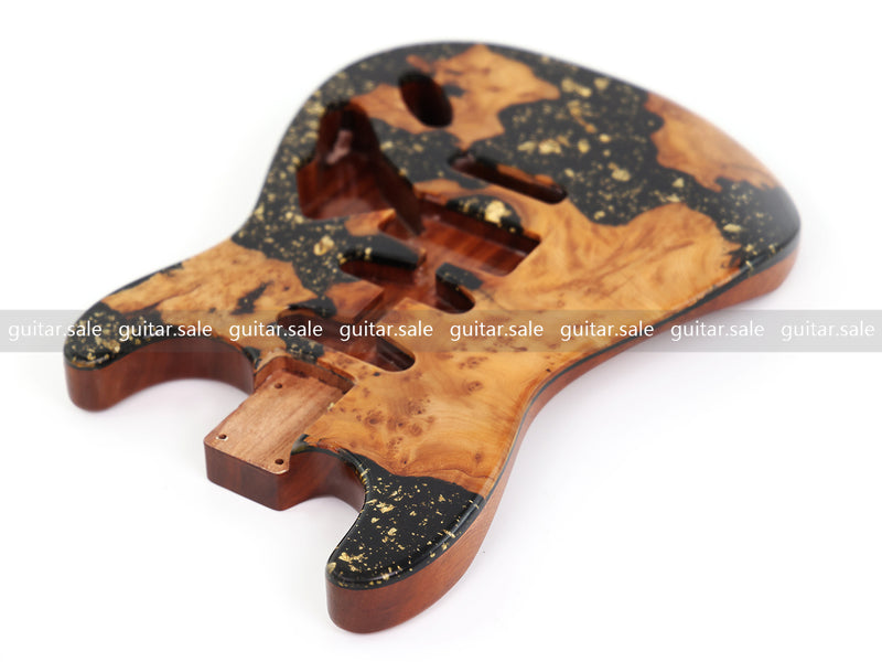 One-of-a-Kind Burl Wood Veneer Epoxy Resin ST Style Electric Guitar Body (SBE-003)