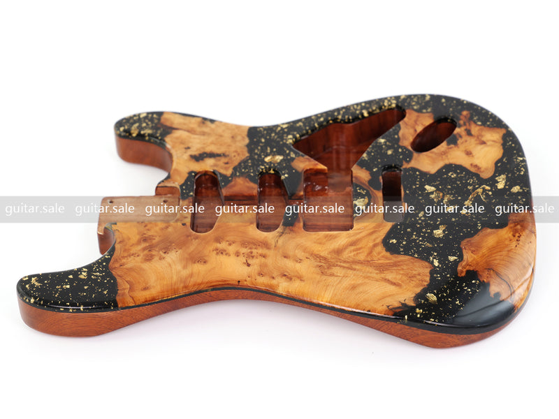 One-of-a-Kind Burl Wood Veneer Epoxy Resin ST Style Electric Guitar Body (SBE-003)