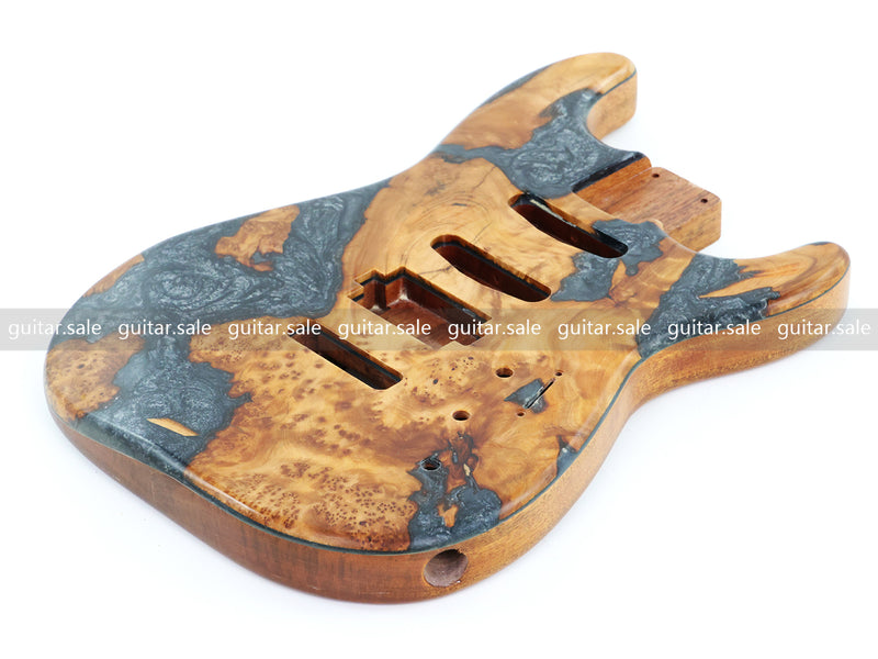 One-of-a-Kind Burl Wood Veneer Epoxy Resin ST Style Electric Guitar Body (SBE-004)