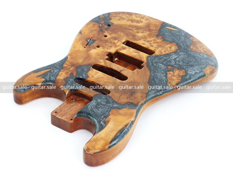 One-of-a-Kind Burl Wood Veneer Epoxy Resin ST Style Electric Guitar Body (SBE-004)