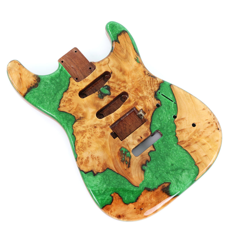 One-of-a-Kind Burl Wood Veneer Epoxy Resin ST Style Electric Guitar Body (SBE-005)