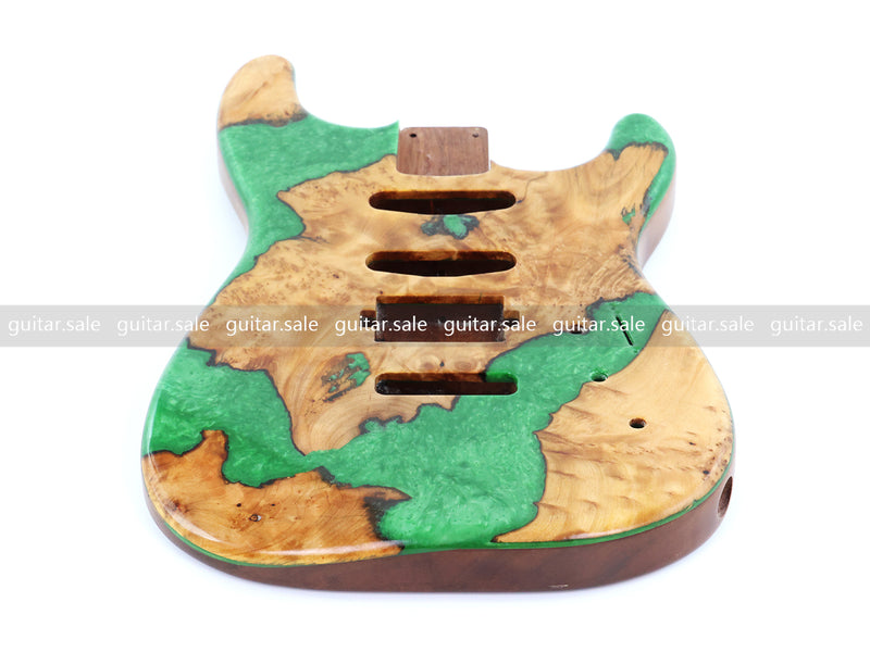One-of-a-Kind Burl Wood Veneer Epoxy Resin ST Style Electric Guitar Body (SBE-005)