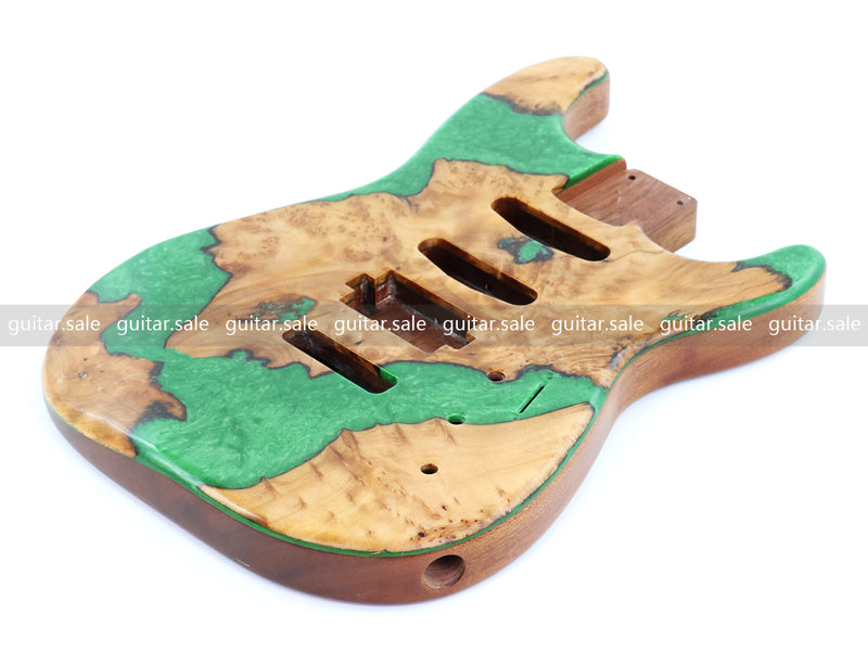 One-of-a-Kind Burl Wood Veneer Epoxy Resin ST Style Electric Guitar Body (SBE-005)