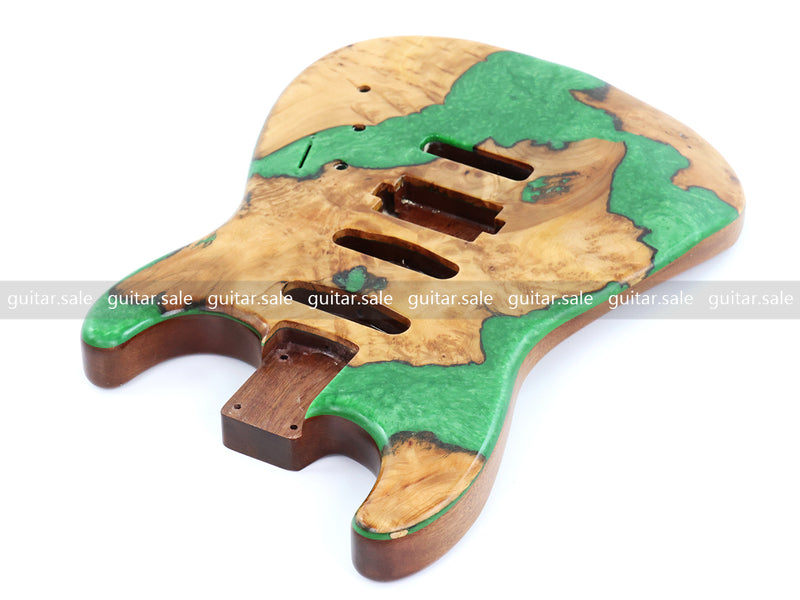 One-of-a-Kind Burl Wood Veneer Epoxy Resin ST Style Electric Guitar Body (SBE-005)