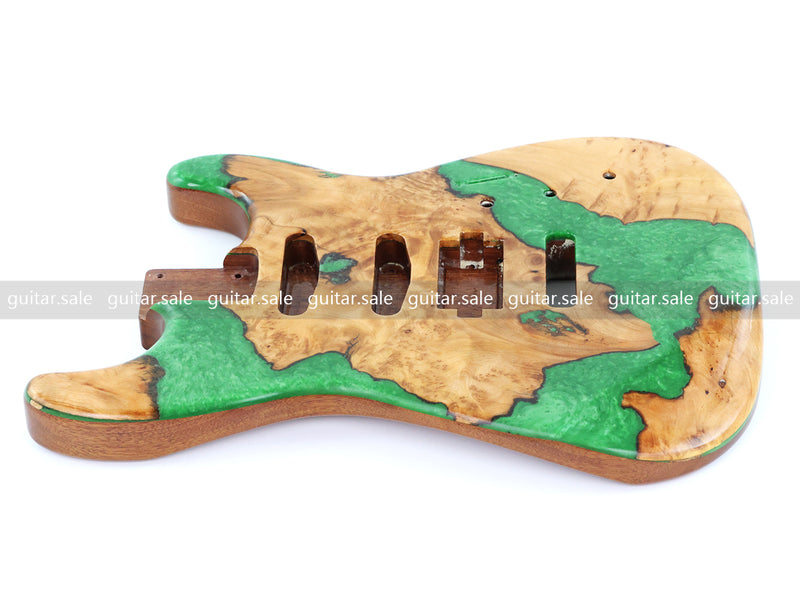 One-of-a-Kind Burl Wood Veneer Epoxy Resin ST Style Electric Guitar Body (SBE-005)