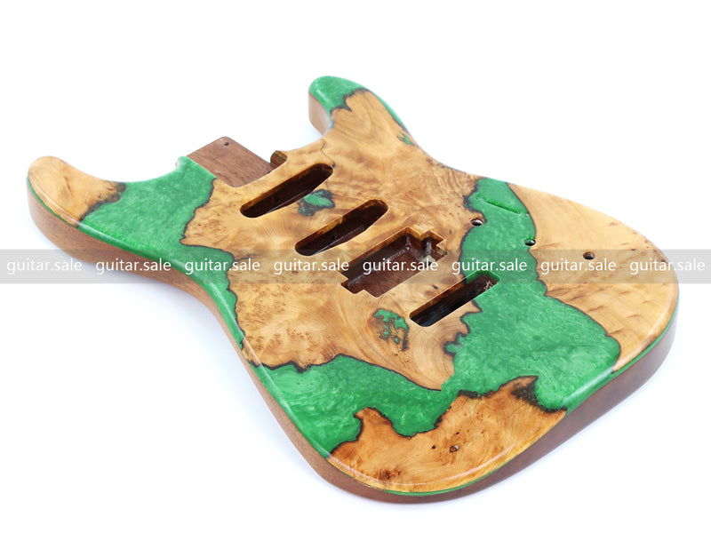 One-of-a-Kind Burl Wood Veneer Epoxy Resin ST Style Electric Guitar Body (SBE-005)