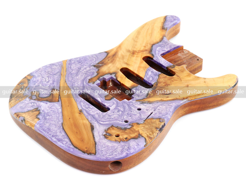One-of-a-Kind Burl Wood Veneer Epoxy Resin ST Style Electric Guitar Body (SBE-006)