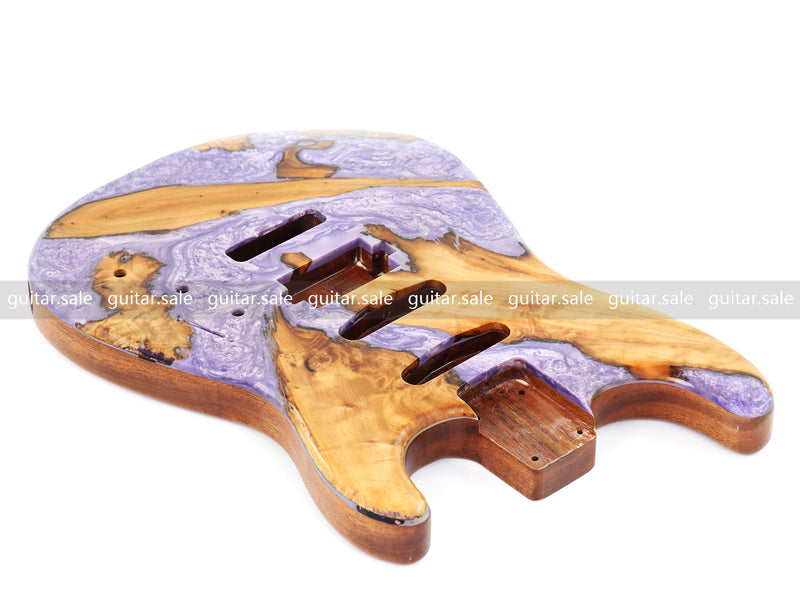 One-of-a-Kind Burl Wood Veneer Epoxy Resin ST Style Electric Guitar Body (SBE-006)