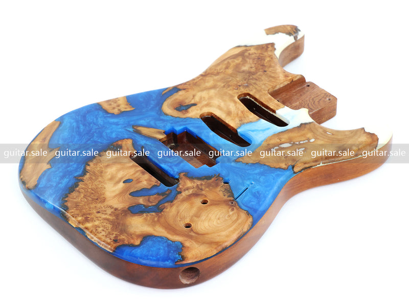 One-of-a-Kind Burl Wood Veneer Epoxy Resin ST Style Electric Guitar Body (SBE-008)