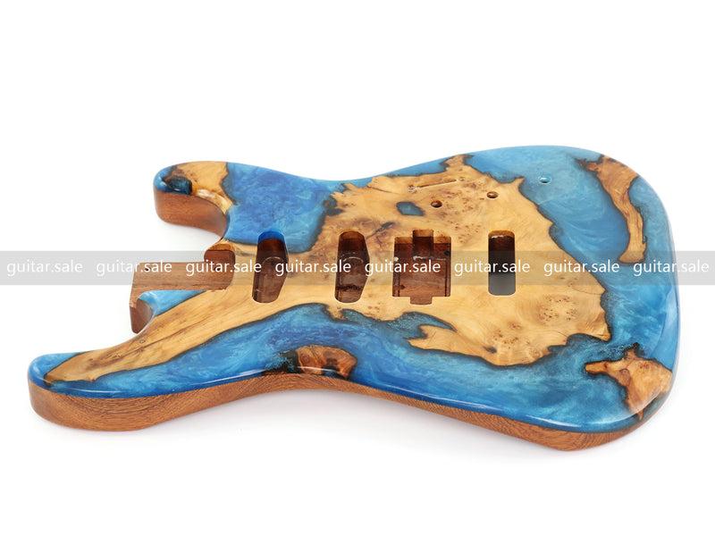 One-of-a-Kind Burl Wood Veneer Epoxy Resin ST Style Electric Guitar Body (SBE-010)