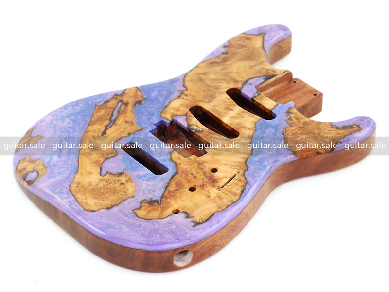 One-of-a-Kind Burl Wood Veneer Epoxy Resin ST Style Electric Guitar Body (SBE-011)