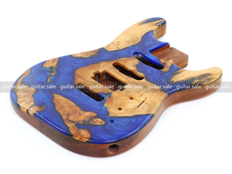 One-of-a-Kind Burl Wood Veneer Epoxy Resin ST Style Electric Guitar Body (SBE-012)