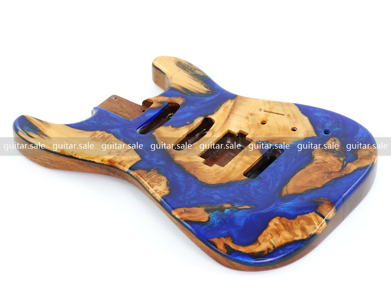 One-of-a-Kind Burl Wood Veneer Epoxy Resin ST Style Electric Guitar Body (SBE-012)