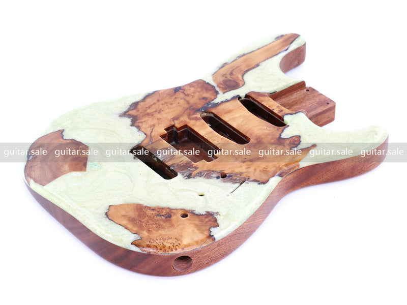 One-of-a-Kind Burl Wood Veneer Epoxy Resin ST Style Electric Guitar Body (SBE-013)